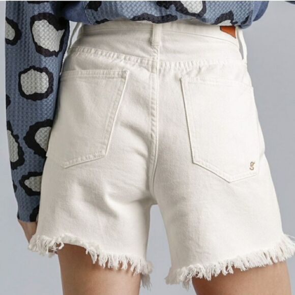 High Rise Denim Shorts Relaxed Fit White Junior Sz 5 - Picture 3 of 5